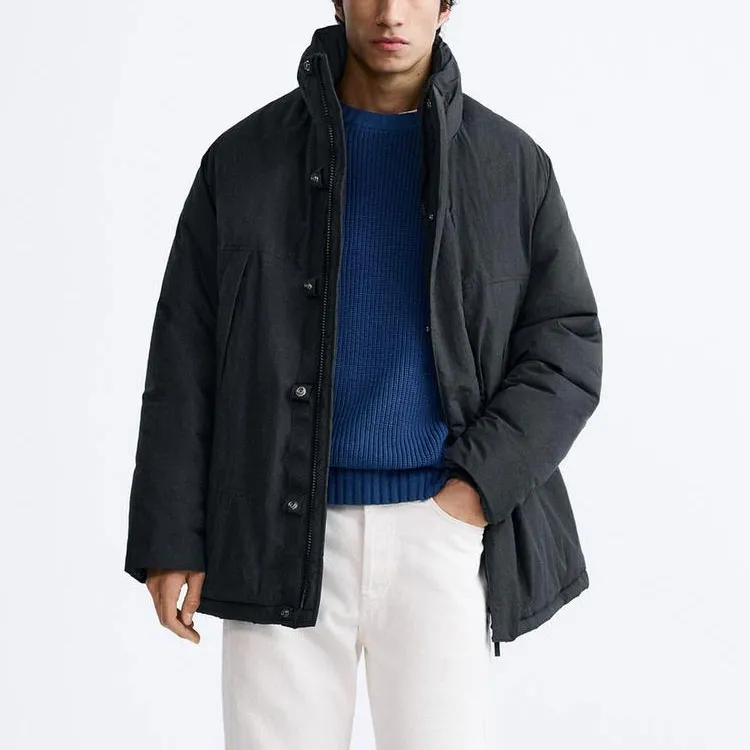 ZARA Puffer Jackets Men Blue-3