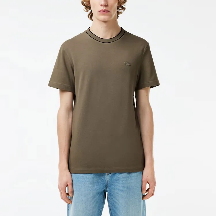 LACOSTE Stripe Collar Piqué Short Sleeved T Shirt-1
