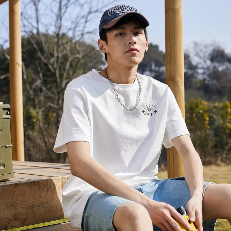 Tonlion T Shirt Men's Raw White-3