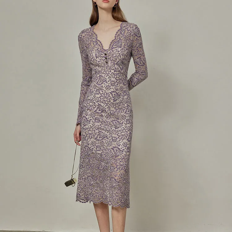 Mix Selection Long-Sleeved Dresses Women's Romantic Purple-2