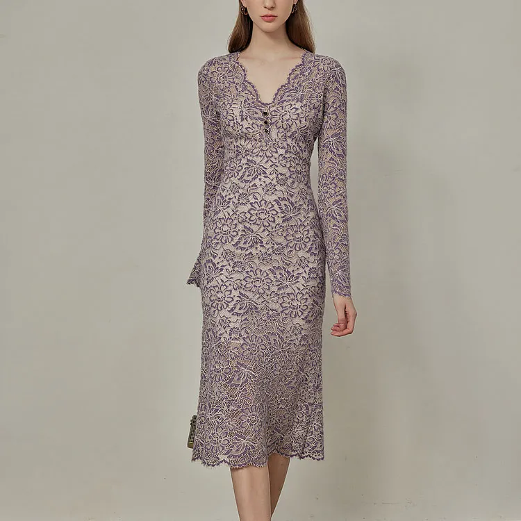 Mix Selection Long-Sleeved Dresses Women's Romantic Purple-1