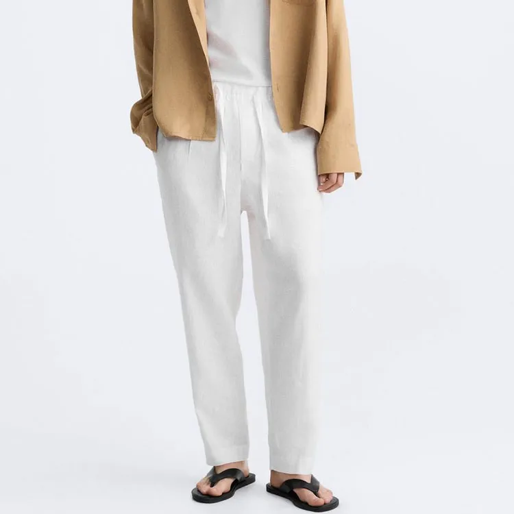 ZARA Casual Pants Men White-2