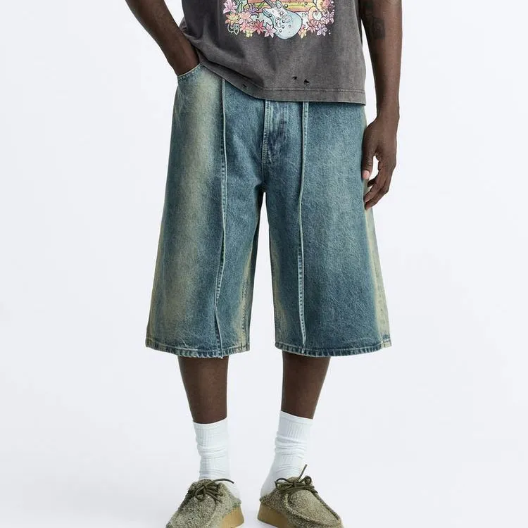 ZARA Denim Shorts Men Blue-2
