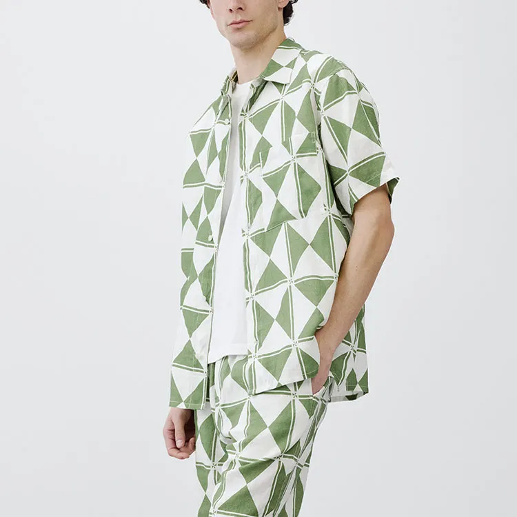 MARC OPOLO Shirt Men's Green Geometric Floral-2