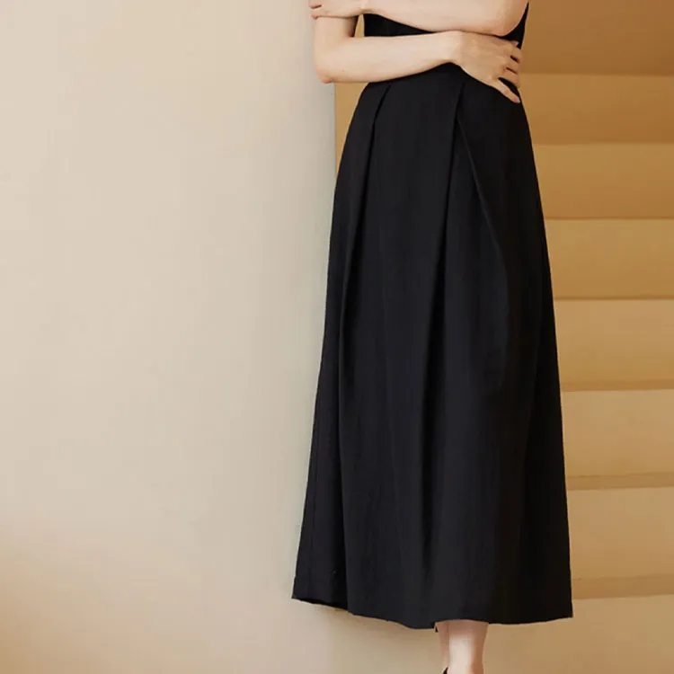 Hacikis Casual Long Skirts Women's Munich Black-4