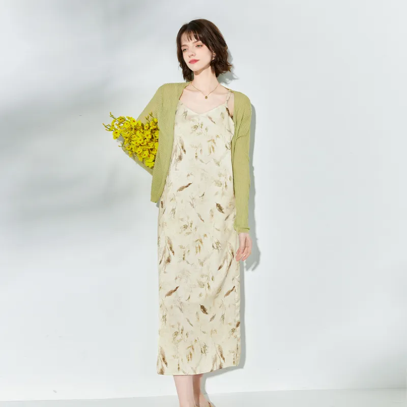 NAWAIN Slip Dresses Women's Champagne Green-1