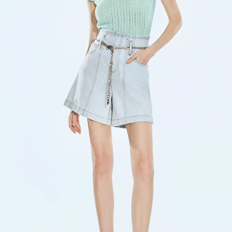 COVERINS Denim Shorts Women's Light Blue-2