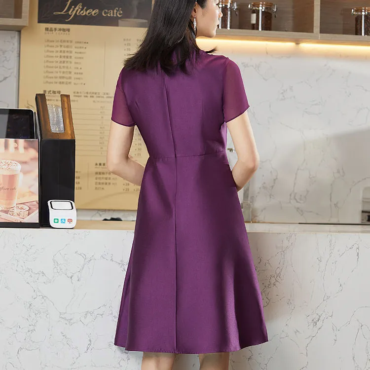 BBLLUUEE Short Sleeved Dress Women's Purple Bamboo-3
