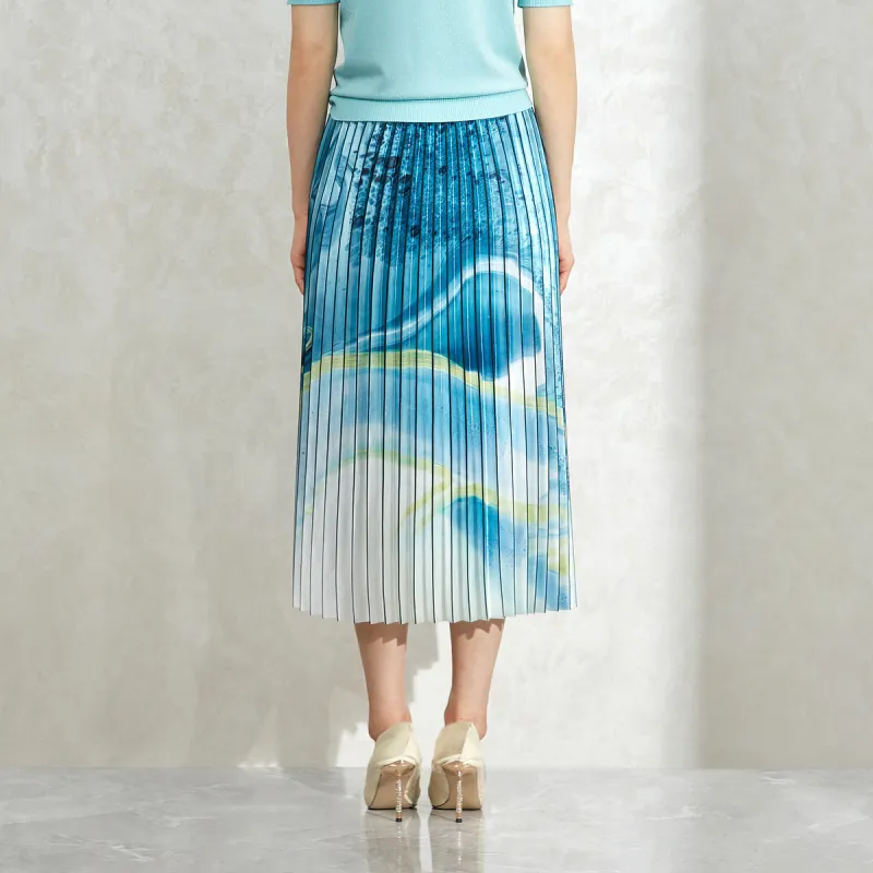 BBLLUUEE Casual Long Skirt Women's Aqua Blue-2