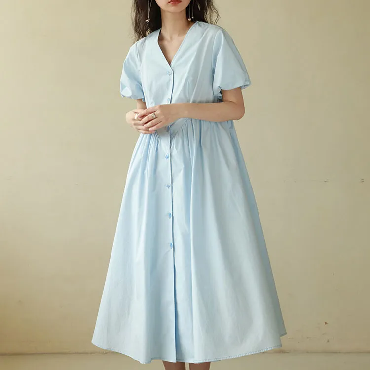 BLUEerror Short Sleeved Dress Women's Baby Blue-1