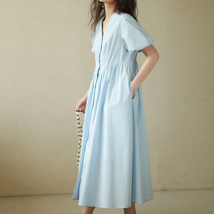 BLUEerror Short Sleeved Dress Women's Baby Blue-4