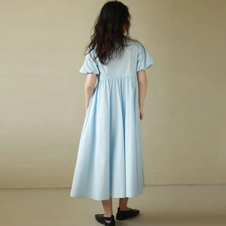 BLUEerror Short Sleeved Dress Women's Baby Blue-3