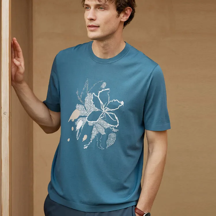 GOLDLION T Shirt Men's Gray Blue-2