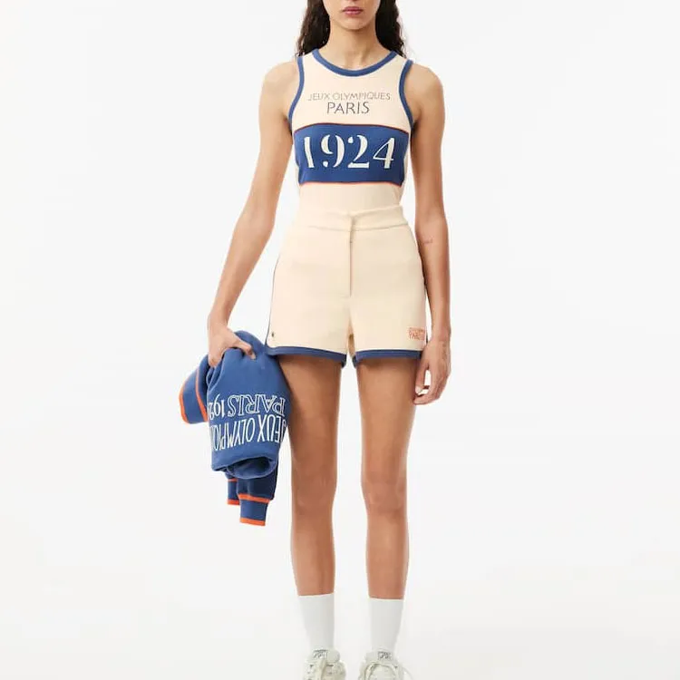 LACOSTE Olympic Co-branded Edition Sleeveless Sports Shirts Women's Beige-3