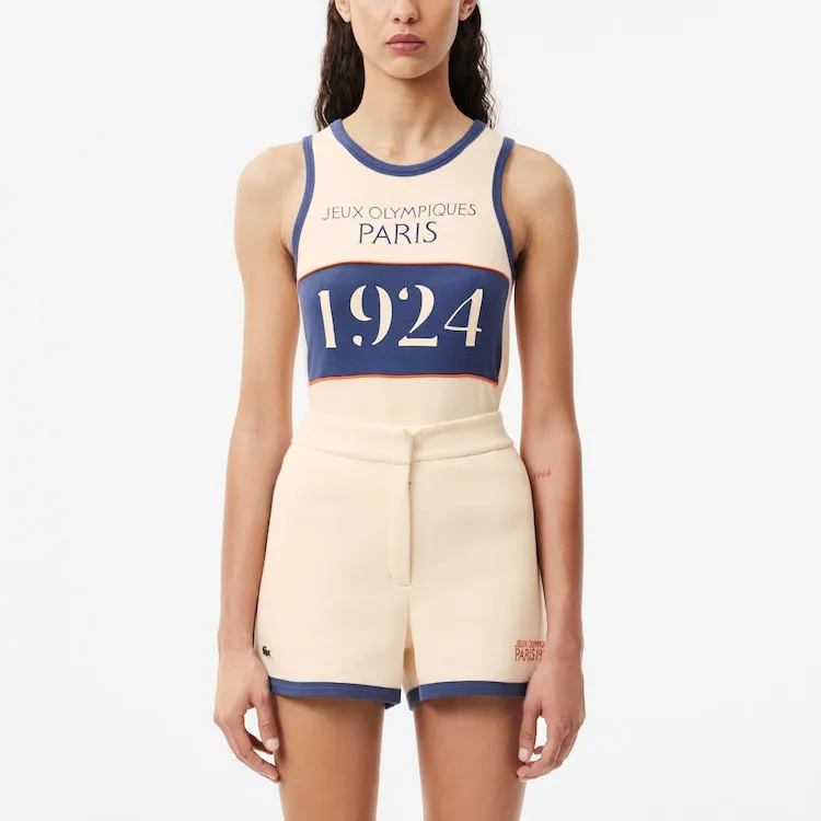LACOSTE Olympic Co-branded Edition Sleeveless Sports Shirts Women's Beige-2