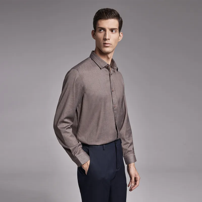 GOLDLION Shirts Men Brown 77-1
