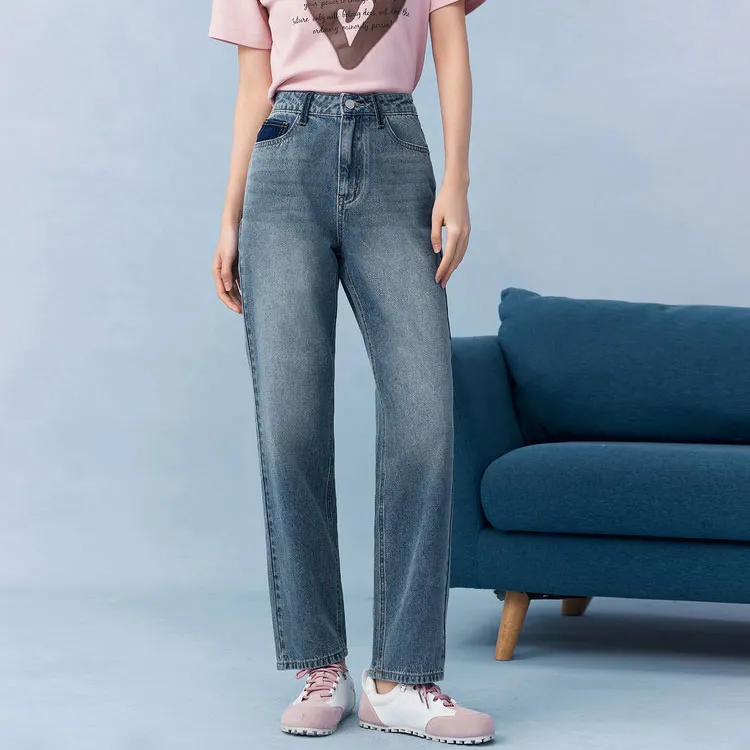 EICHITOO Jeans Women's Denim Blue Patchwork-1
