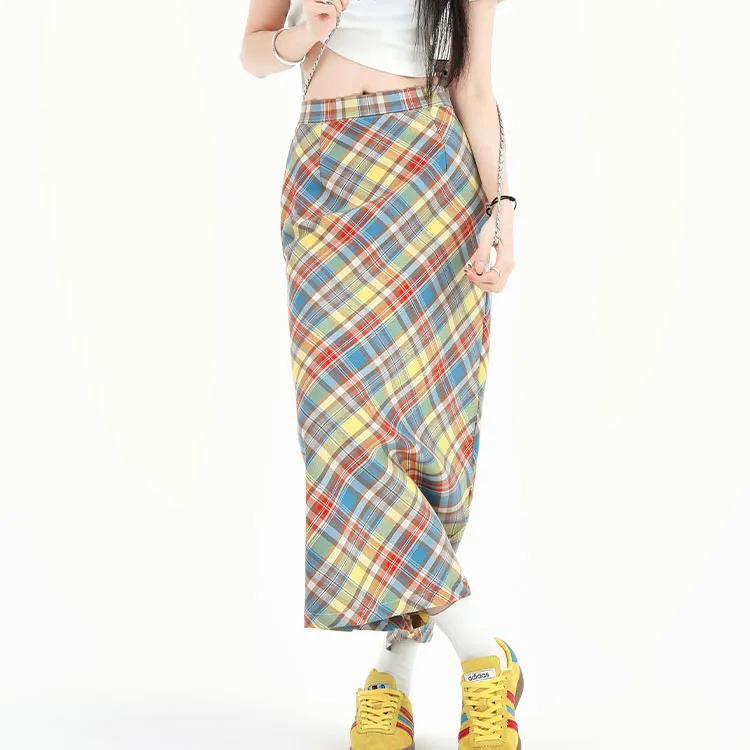 Kazakhstan Casual Long Skirt Women's Plaid-1