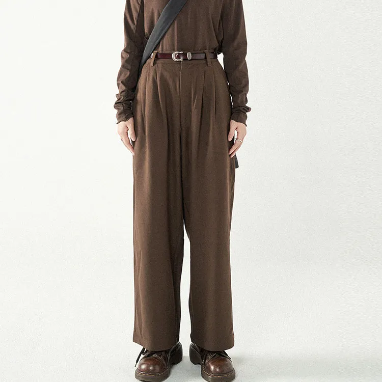 WULISHAONIAN Suit Trouser Unisex Hot Chocolate-1