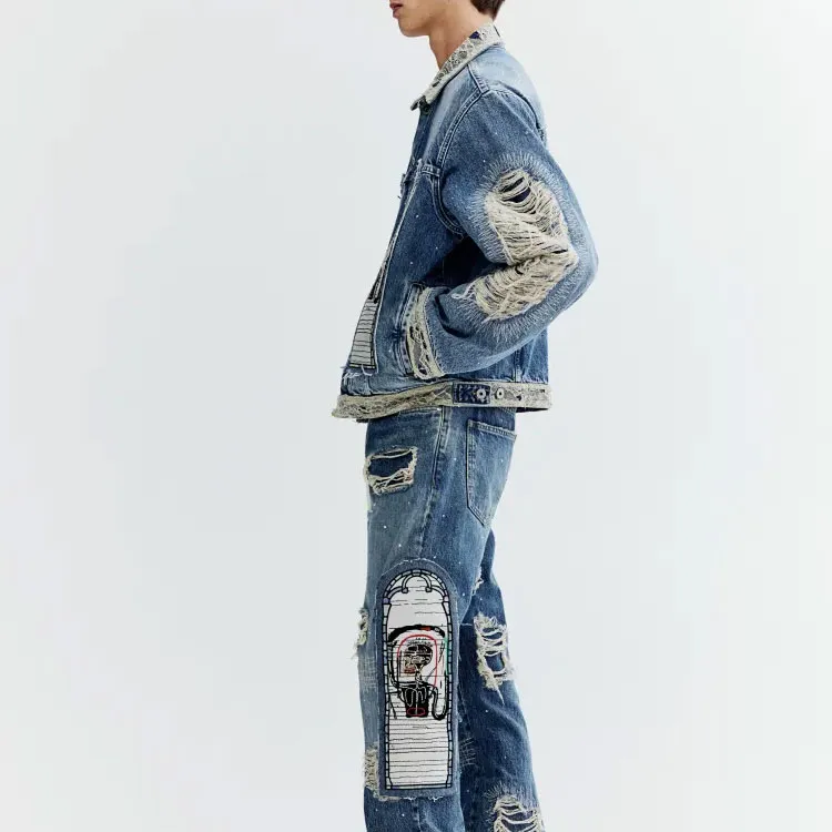 H&M Denim Jackets Unisex Blue-3