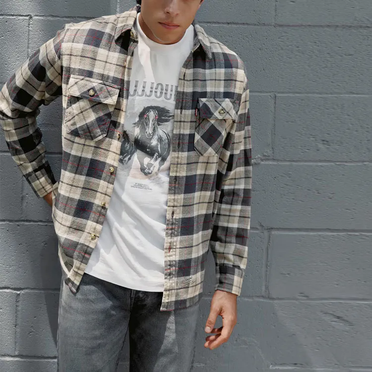 Jjjjound X Levis JJJJound Collaboration Shirts Unisex Khaki-2