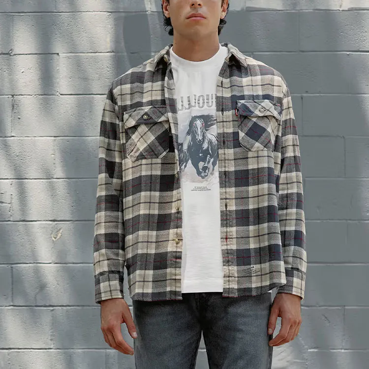 Jjjjound X Levis JJJJound Collaboration Shirts Unisex Khaki-1