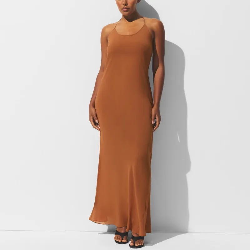 SKIMS SHEER COVER UPS LONG HALTER DRESS Slip Dress Women's-1