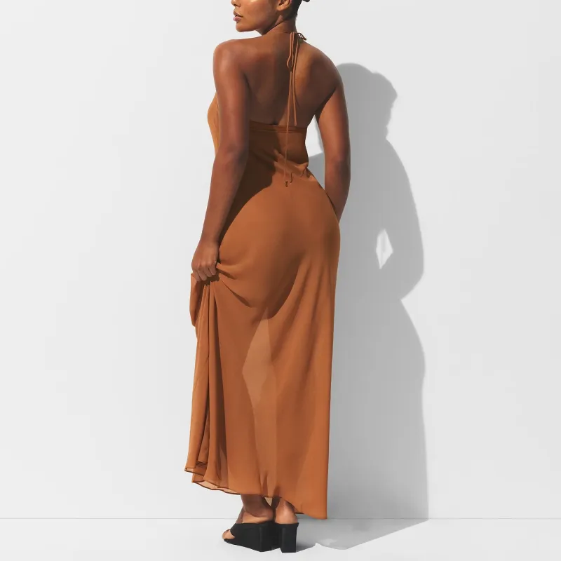 SKIMS SHEER COVER UPS LONG HALTER DRESS Slip Dress Women's-2