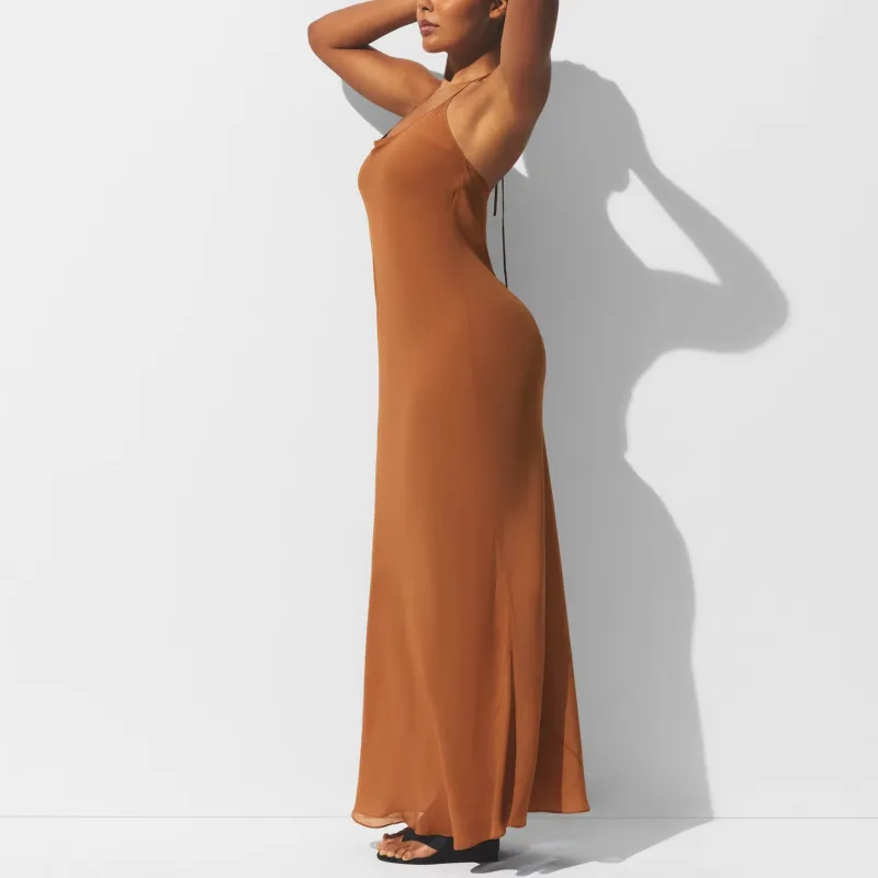 SKIMS SHEER COVER UPS LONG HALTER DRESS Slip Dress Women's-3