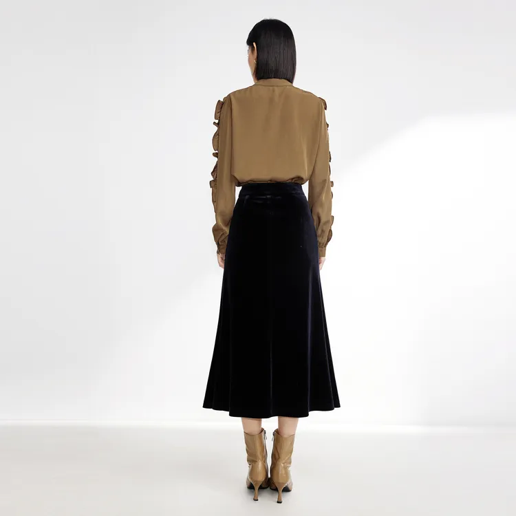 SHUIYUNJIAN Chiffon Shirt Women's Coffee-2