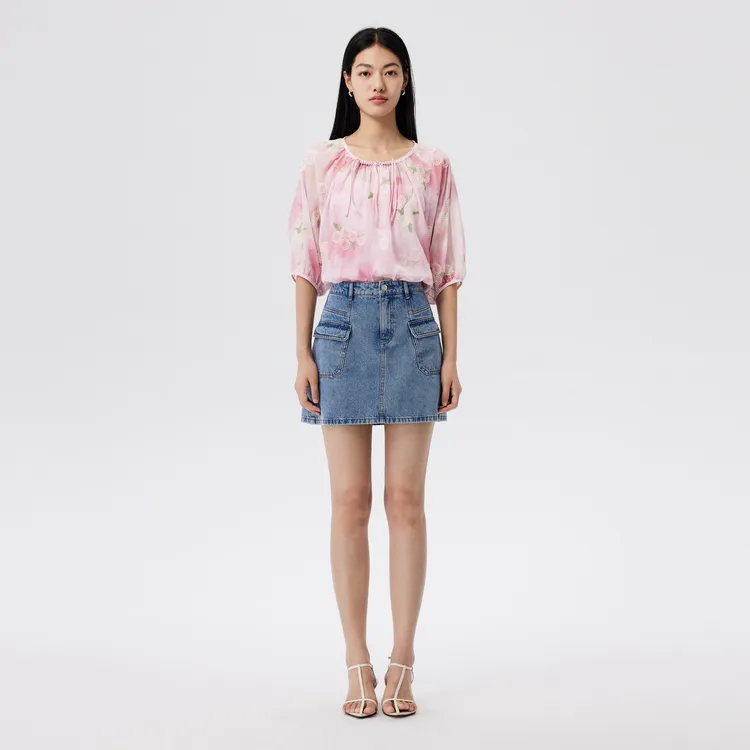 SHUIYUNJIAN Shirt Women's Light Pink Floral-4