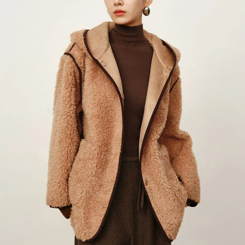 JZ Juzui Velvet feel Coat Women's Camel-2