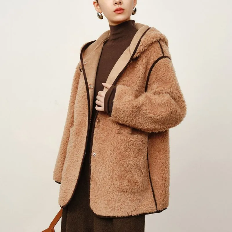 JZ Juzui Velvet feel Coat Women's Camel-1