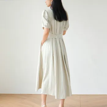 DianThia Short-Sleeved Dresses Women's Light Gray Green