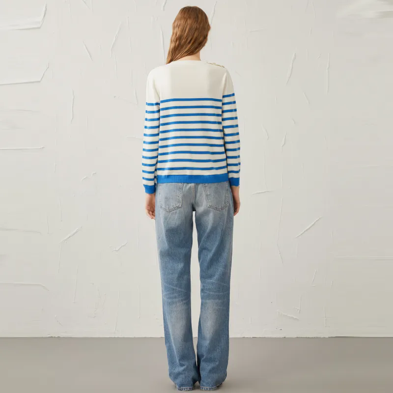 Vidolas Sweater Women's White/Dazzling Royal Blue-2