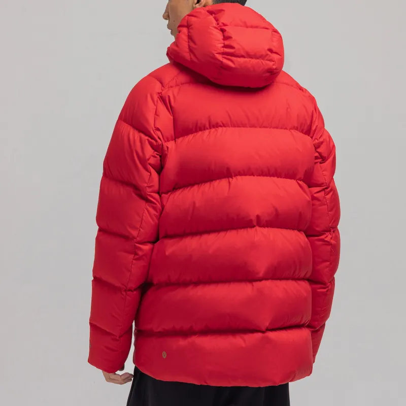 Lululemon Wunder Puff Series Down Jacket Men's Dark Red/Outer Drifting Red Mixed Color-3