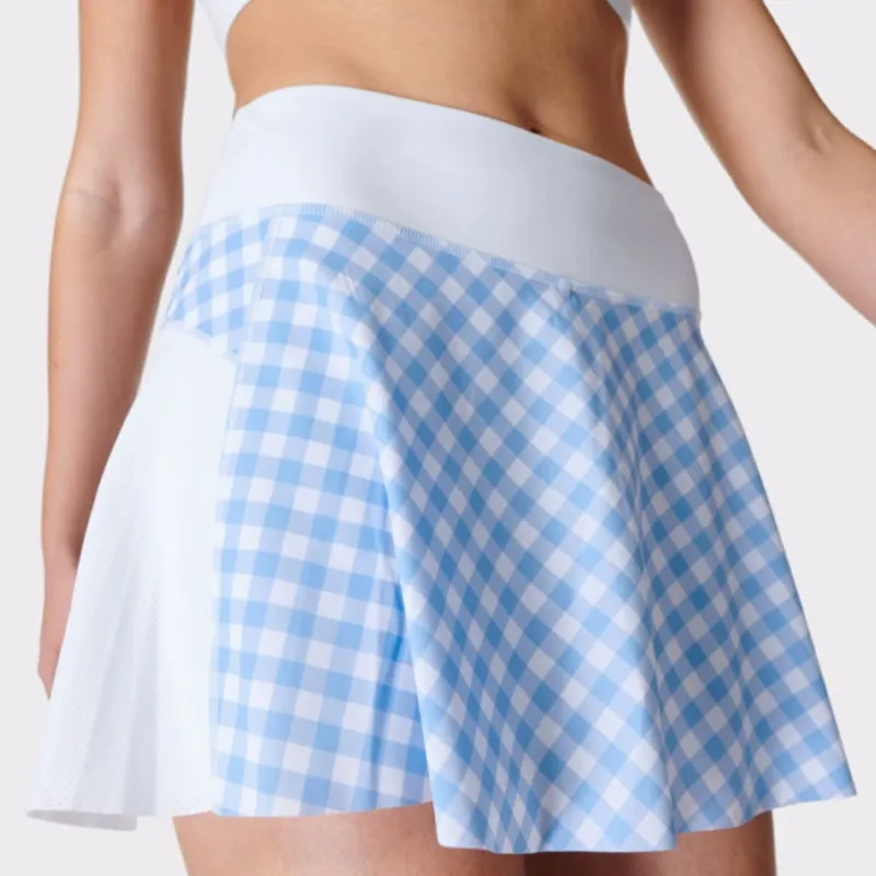 Sweaty Betty Sports Shorts Women's Blue Base Mini Plaid Print-1