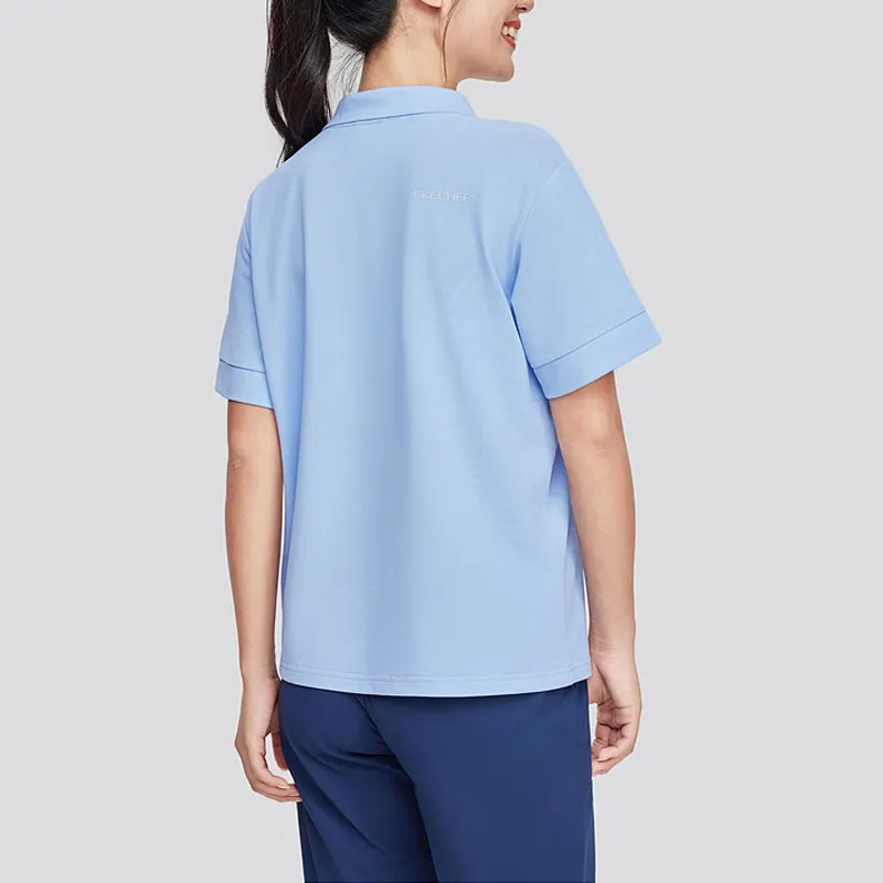 Skechers Polo Shirt Women's Moon White Blue-3