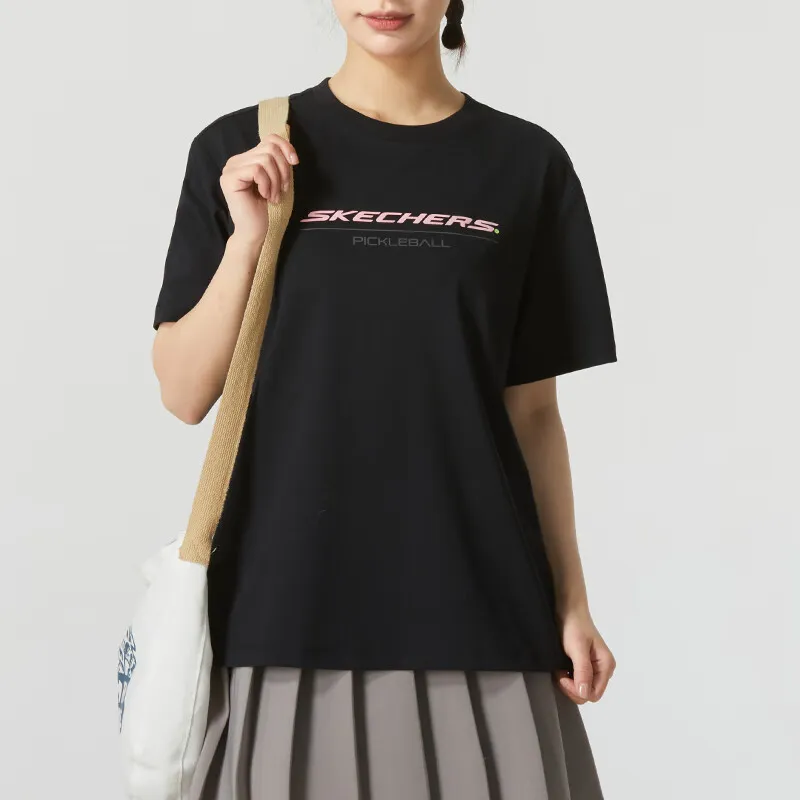 Skechers Drop Shoulder Sleeve T Shirt Women's Carbon Black-1