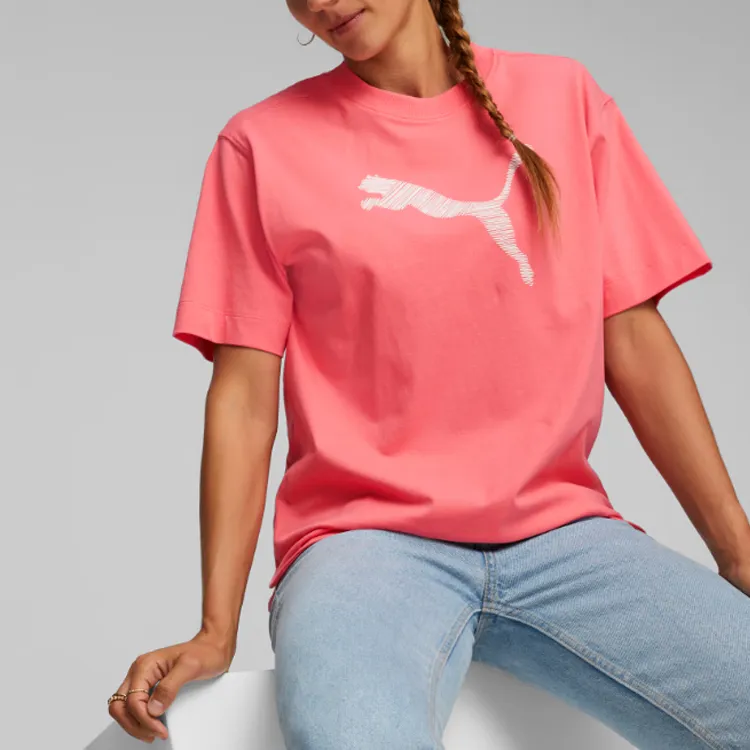 PUMA T Shirts Women's Heart Red-3