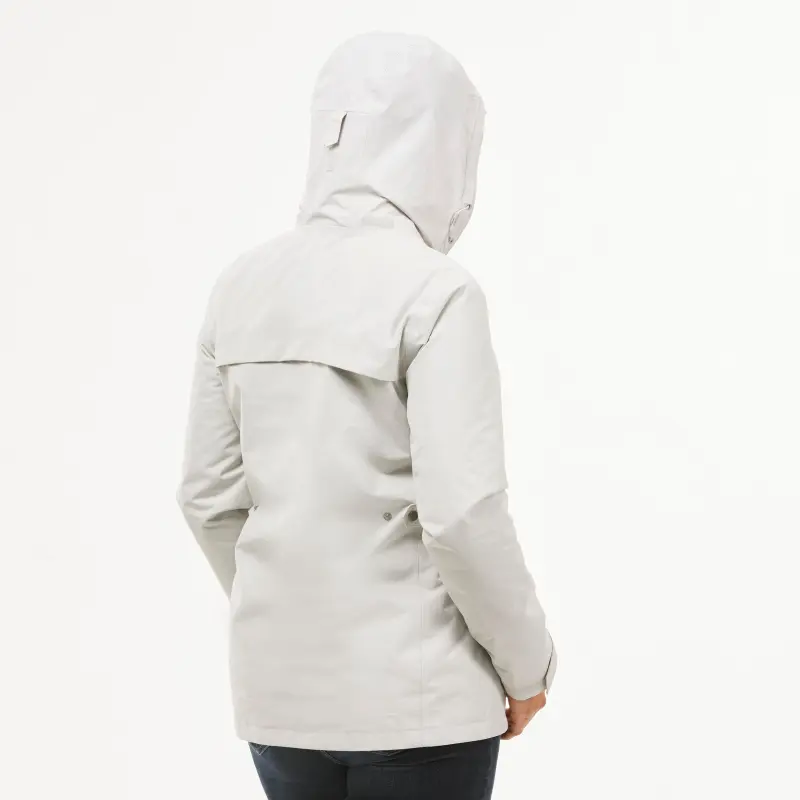 DECATHLON SH100 Hiking Waterproof And Windproof To Keep Warm Windbreaker Jacket Women's Stone Gray/Light Smoke Gray-2