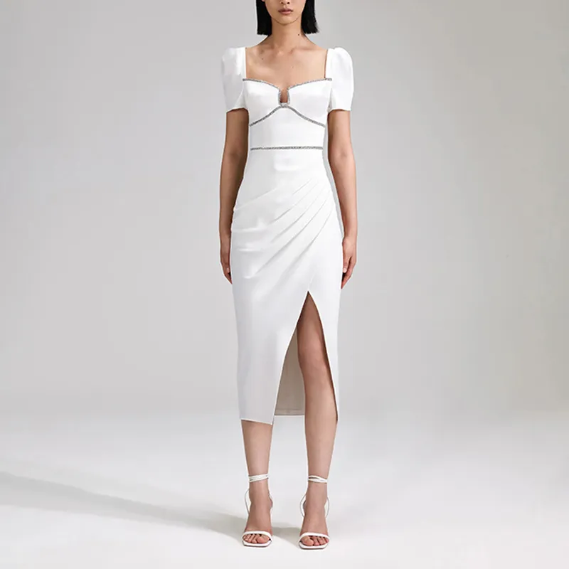 Self portrait Short Sleeved Dress Women's Pure White-1