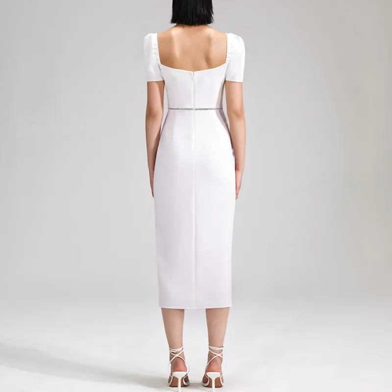Self portrait Short Sleeved Dress Women's Pure White-3