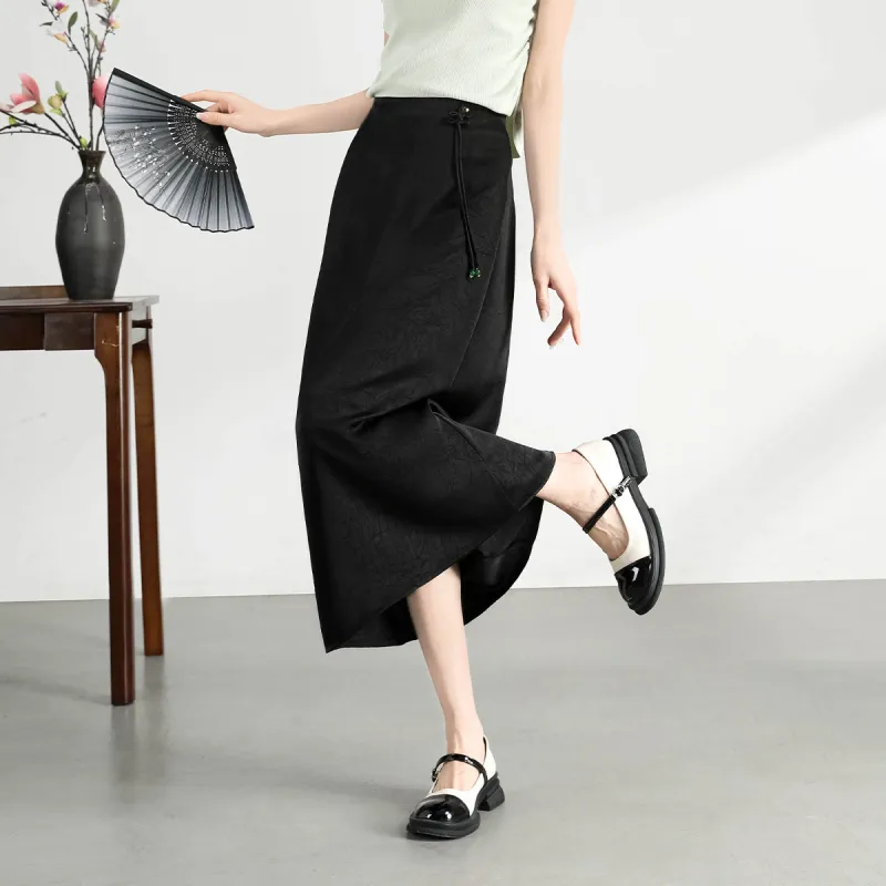 TERRE BLEUE Casual Long Skirt Women's Black-3