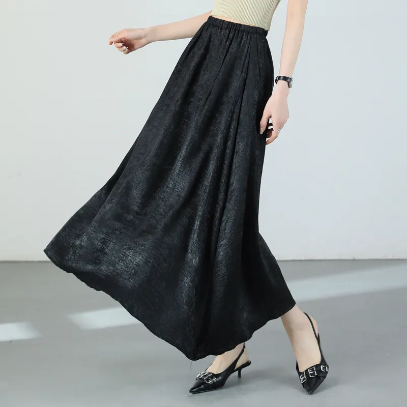 TERRE BLEUE Casual Long Skirt Women's Black-3