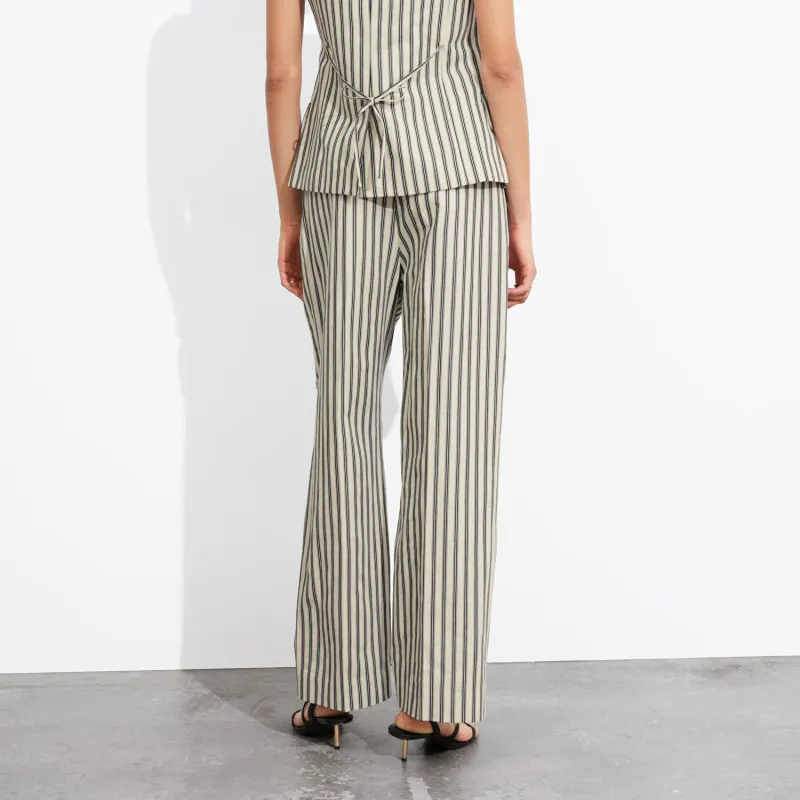 Other Stories Suit Trouser Women's Beige/Black Stripes-1