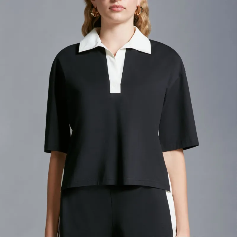 Moncler Logo Patch Cropped Polo Shirt-3