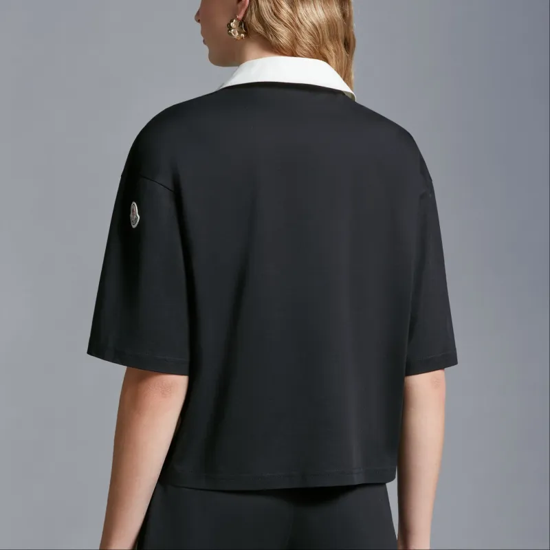 Moncler Logo Patch Cropped Polo Shirt-4