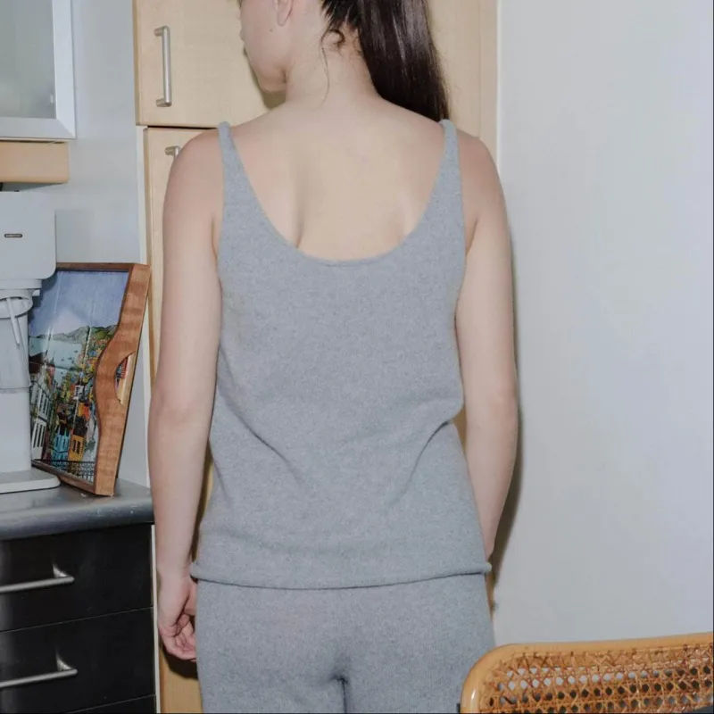 BASERANGE SS24 Rim Tank - Recycled Cashmere Camisole Women's Grey Melange-2