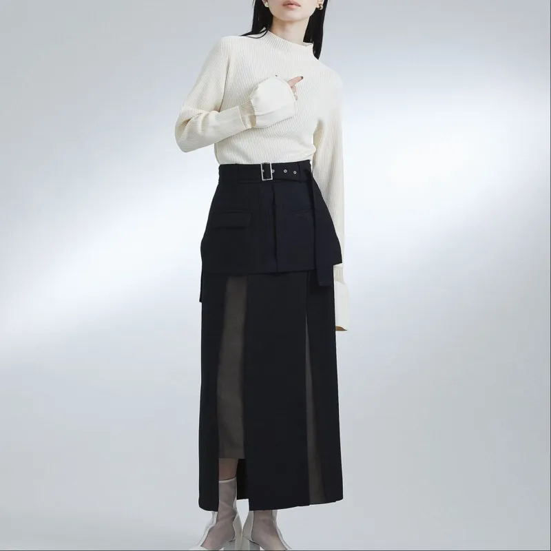 UNITED TOKYO SS24 Casual Long Skirts Women's Black-2